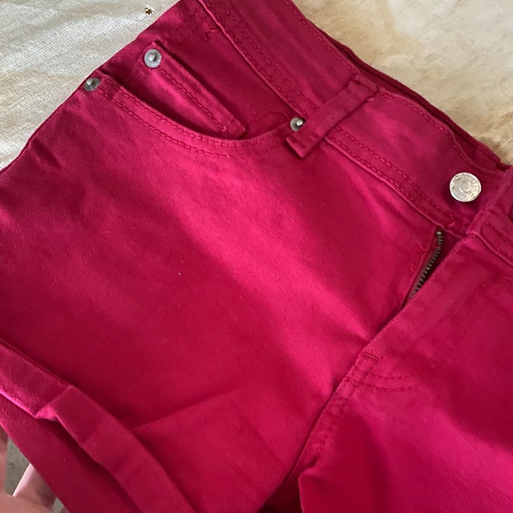 Red Jean shorts